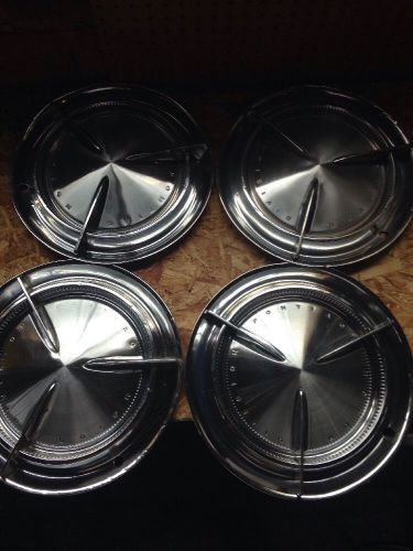 1960 pontiac catalina bonneville spinner hubcaps set of 4 oem