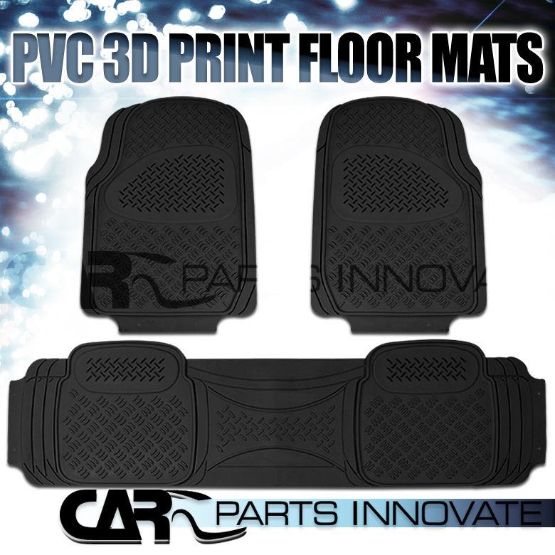 3pc front+rear heavy duty black rubber floor mat carpet truck pickup semi custom