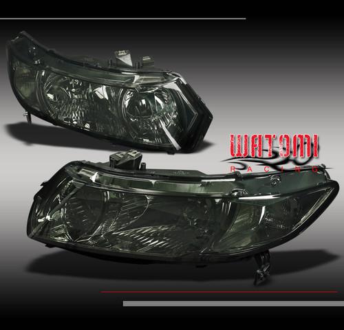 06-11 honda civic coupe 2dr crystal smoke headlights dx ex lx si left+right pair