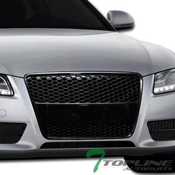 Euro black r-sport badgeless mesh front hood grill grille abs 08-10 audi a5 8t