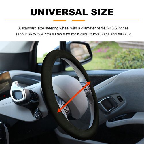 1x heated steering wheel cover tangle free design hand warmer 14.5-15.5in gz