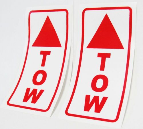 Racing tow decals red on white up rectangular approved grand-am scca pair