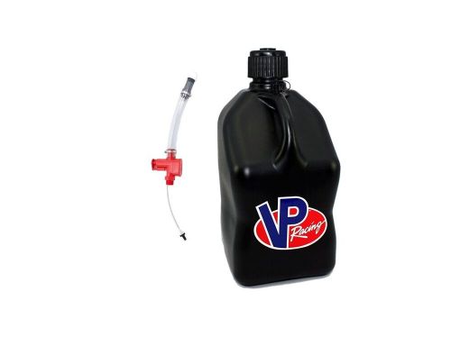 Vp racing black square 5 gallon race fuel jug gas can + vp trigger hose