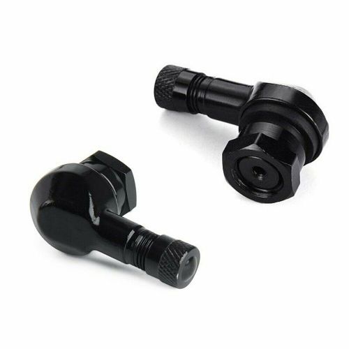 New 2pcs aluminum 90° angle motorcycle wheel tire stem tubeless valve cap black