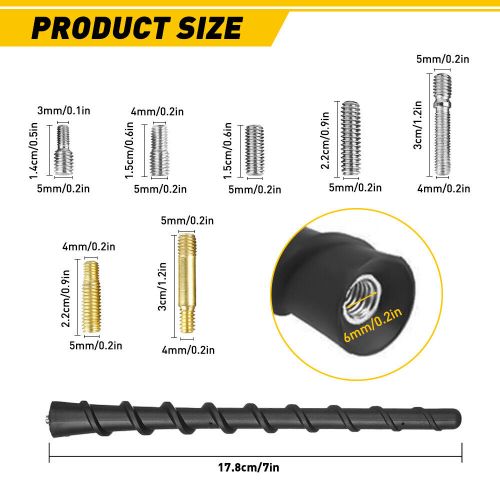 Antenna for 2010-2017 dodge journey avenger jeep cherokee 7&#034; rubber spiral us ds