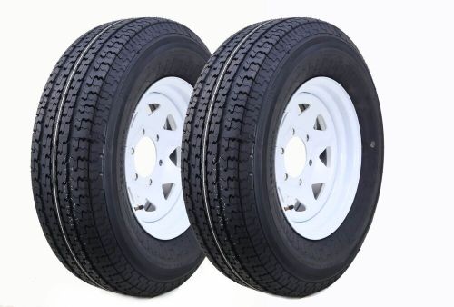 2 fc trailer tire assembly st225/75r15 10-ply white spoke rim 6 lug on 5.5&#034;