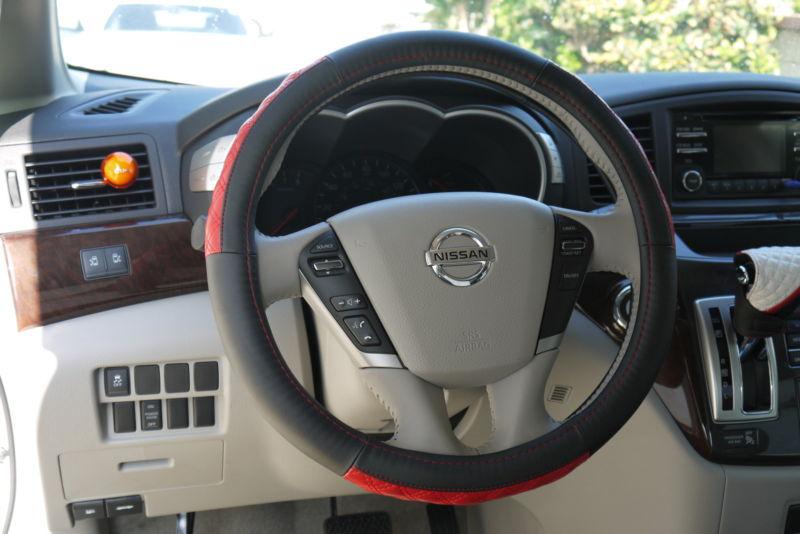 Circle cool black+red leather steering wheel wrap cover 57009 acura honda lexus