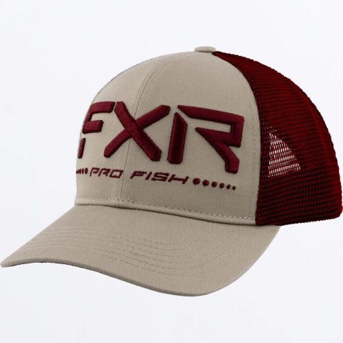 Fxr racing pro fish mens lightweight polyester mesh snowmobile stone/merlot hats