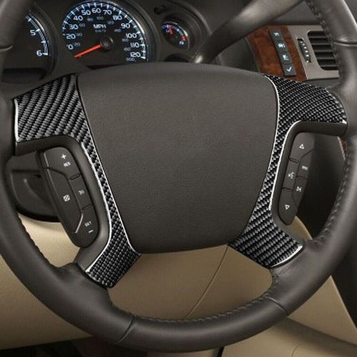 Kit carbon fiber steering wheel button trim fit for silverado sierra gmc yukon @