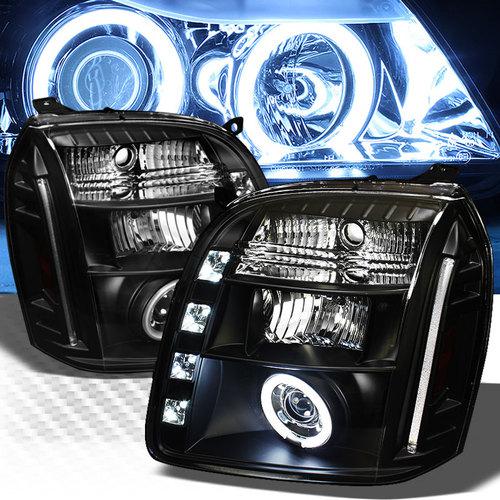 2007-2013 gmc yukon dual ccfl halo led projector headlights black head lights