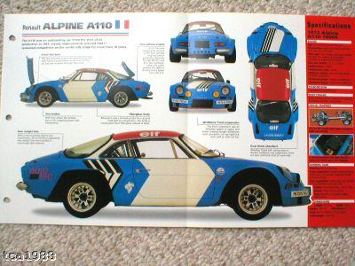 1972 / 1973 / 1974 renault alpine a-110 / a110 imp brochure