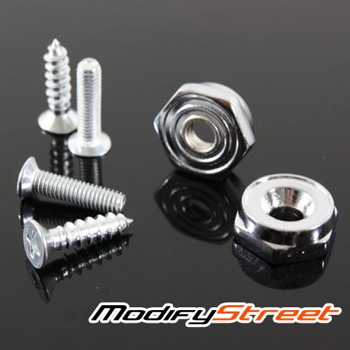 2 x chrome license plate frame bolt screws kit fasteners cap covers