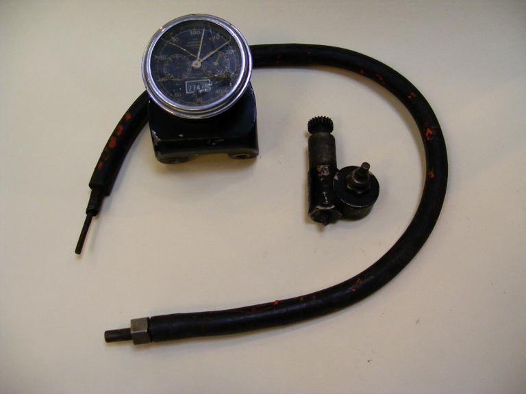 Vintage 100 mph bonniksen time and trip speedometer, cable and part drive. 