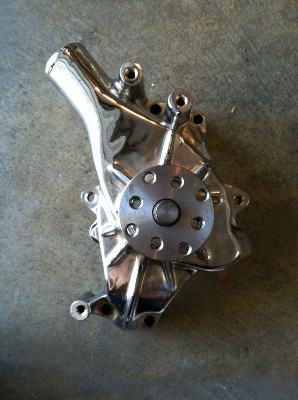 Small block chevy sbc chrome long nose water pump