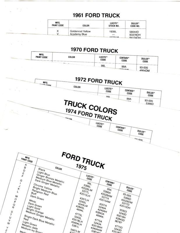 1959 1960 1961 1962 1963 1964 1965 1966 1967 - 1975 ford truck paint color lists