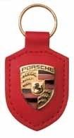 Porsche crested leather key ring chain red 911 914 928 930 944 964 968 993 986