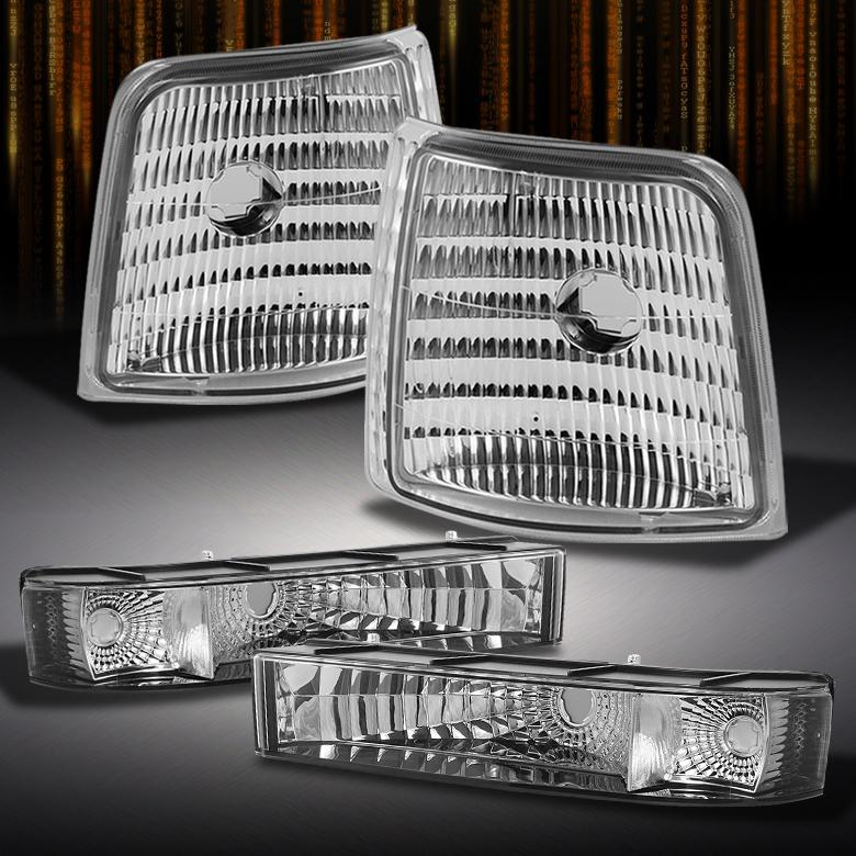 92-96 ford f150 f250 f350 bronco euro clear corner lamps+bumper signal lights