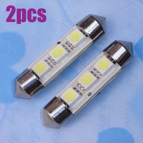 2x 39mm white 3 smd led festoon canbus lights no error