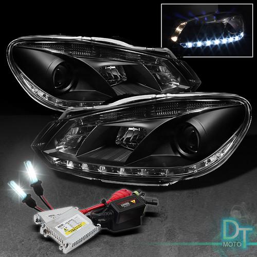 6000k slim xenon hid kit + black 10-13 volkswagen golf gti projector headlights