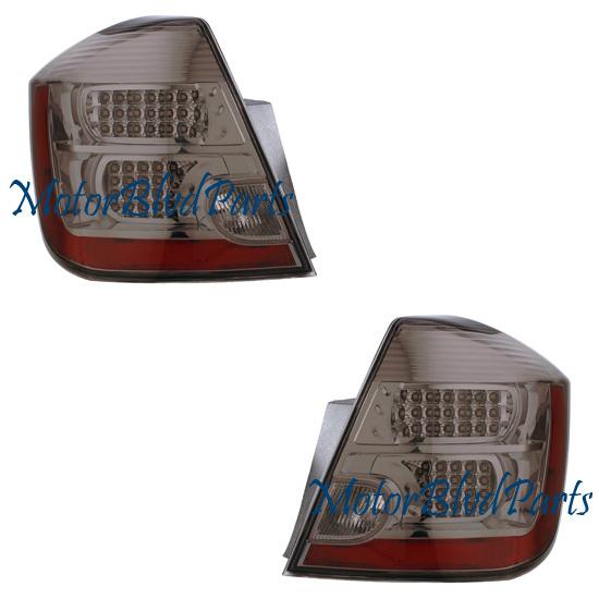 07 08 09 10 nissan sentra led tail lights rear lamps smoke driver+passenger set