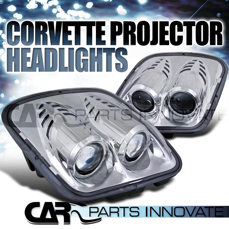 97-04 chevy corvette c5 clear projector headlights chrome depo