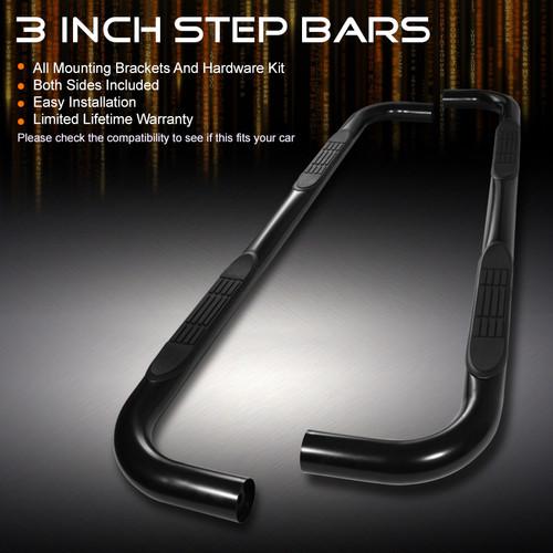 98-02 ram 1500/2500 quad cab 4dr 3" black powder coated side step nerf bars pair