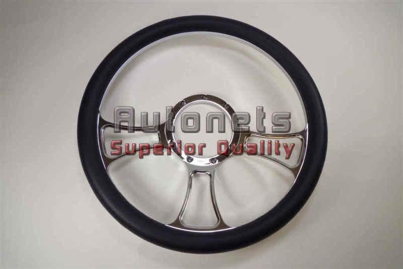 Black leather trinity steering wheel camaro impala nova hot rod