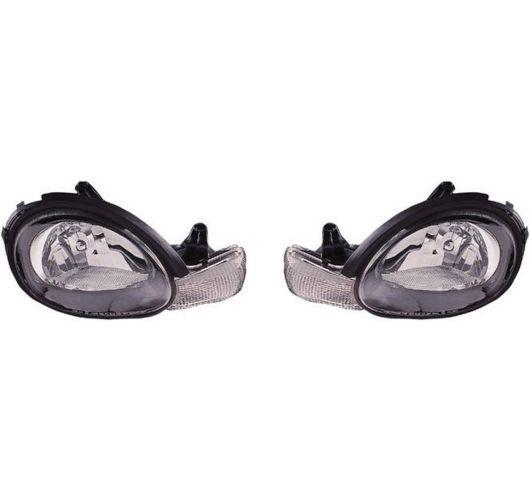 00-02 dodge neon headlights headlamps w/ black bezel left & right pair set