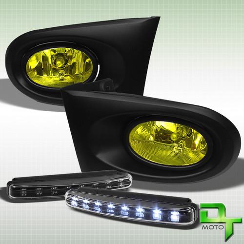 02-04 acura rsx jdm yellow fog lights+switch+bulbs+harness set+led bumper lamp