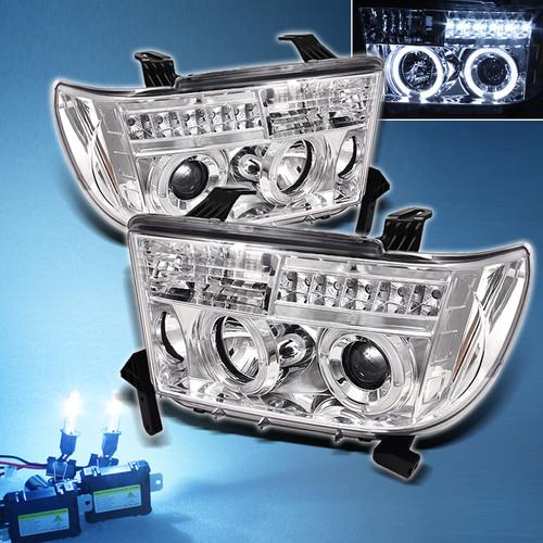 8000k slim xenon hid+07-13 tundra sequoia dual halo projector drl led headlights