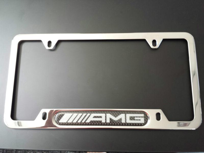 Mercedes benz stainless steel with carbon fiber license plate frame