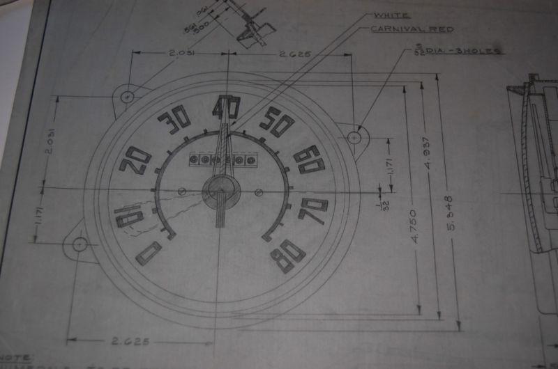 Original pencil linen blueprint nash motors speedometer 1947