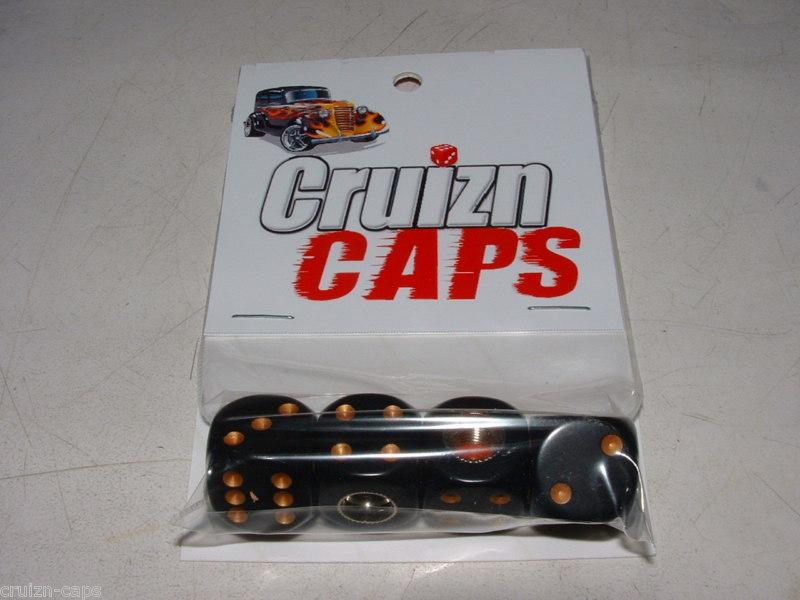 Cruizn caps dice valve caps - black with gold pips-  nip