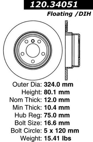 Centric-power slot 127.34051r stoptech sport rotors 00-06 x5