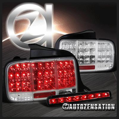 05-09 ford mustang chrome led integrate sequential tail lights+ 3rd brake lamp