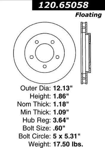 Centric-power slot 126.65058sl stoptech sport rotors 97-00 expedition navigator