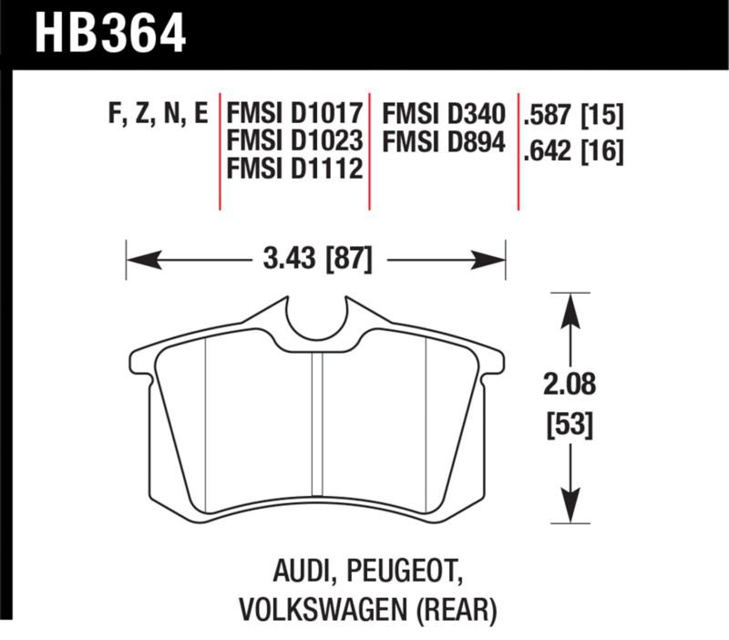 Hawk performance hb364f.642 disc brake pad