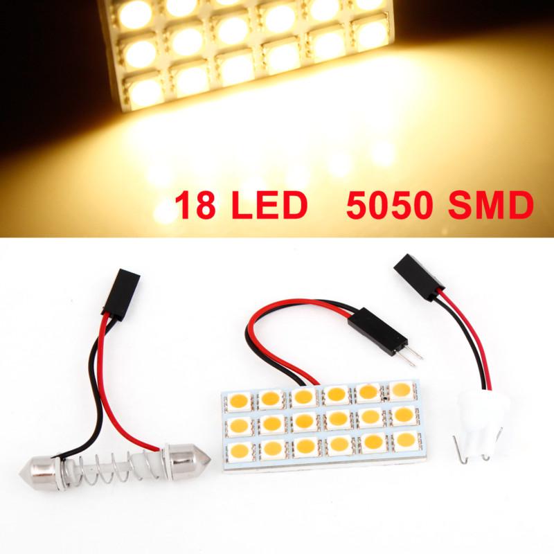 Auto car 18 warm white 5050 smd leds map reading light w t10 festoon adapter