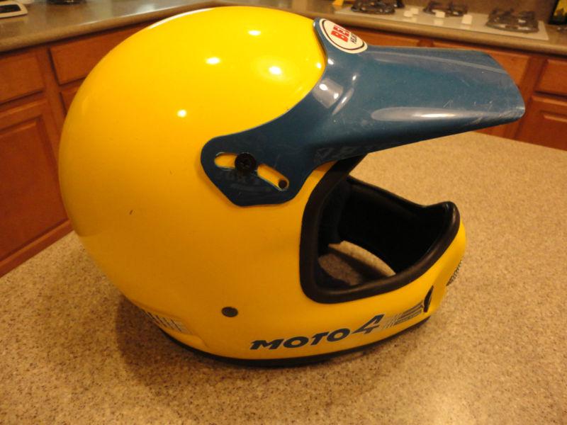 Vintage bell moto 4 helmet dirt bike motocross yellow