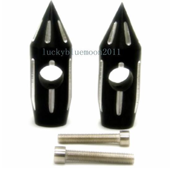 5.25" black billet spike handlebar risers for harley softail dyna sportster