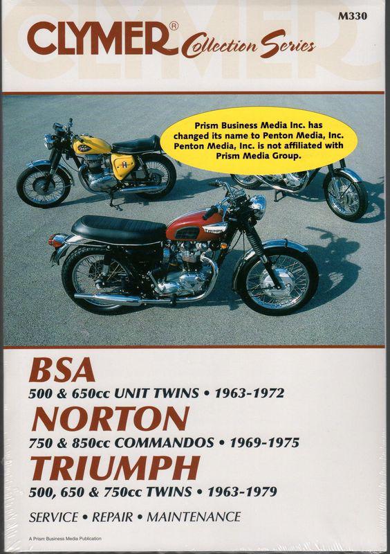 1963-1979 clymer motorcycle bsa, norton, triumph service repair manual new m330