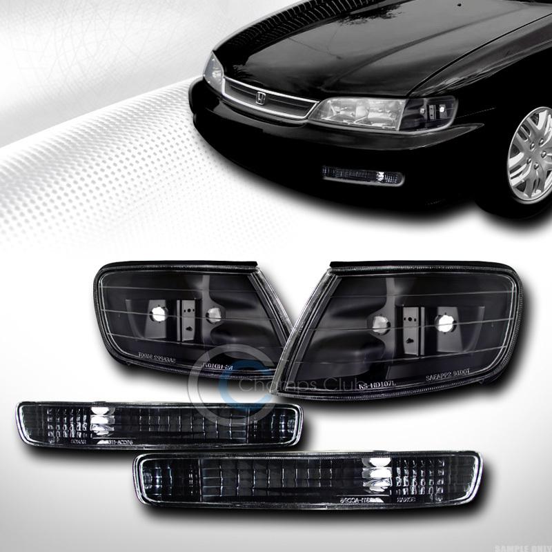 Black clear lens front signal parking bumper w/corner lights 96-97 honda accord