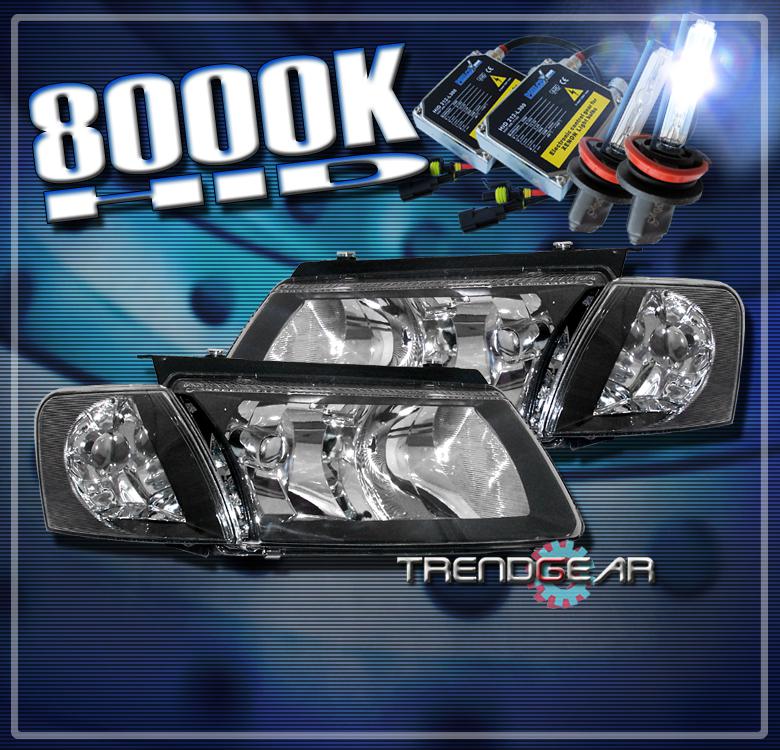 97-00 vw passat b5 crystal head lights+corner+hid 8000k signal lamp black 98 99