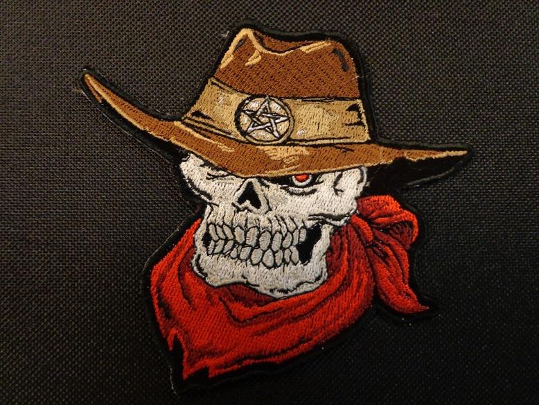 Skull cowboy patch  funny saying patch biker outlaw vest patch club