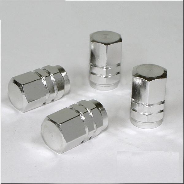 Car motorcycle wheel air valve caps set silver x 4 pieces