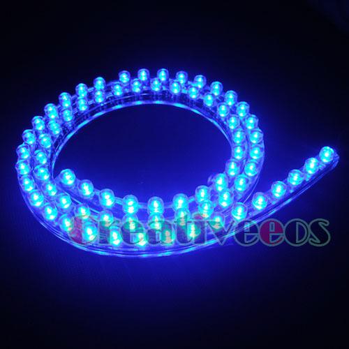 2pcs 72cm car pvc waterproof led flex strip light blue