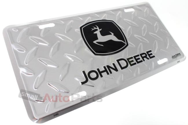 New! john deere license plate aluminum stamped embossed metal chrome diamond tag