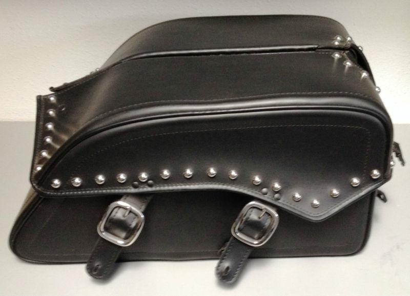 New! honda vtx studded hard body,bolt on leather saddlebags w/ mounting hardware