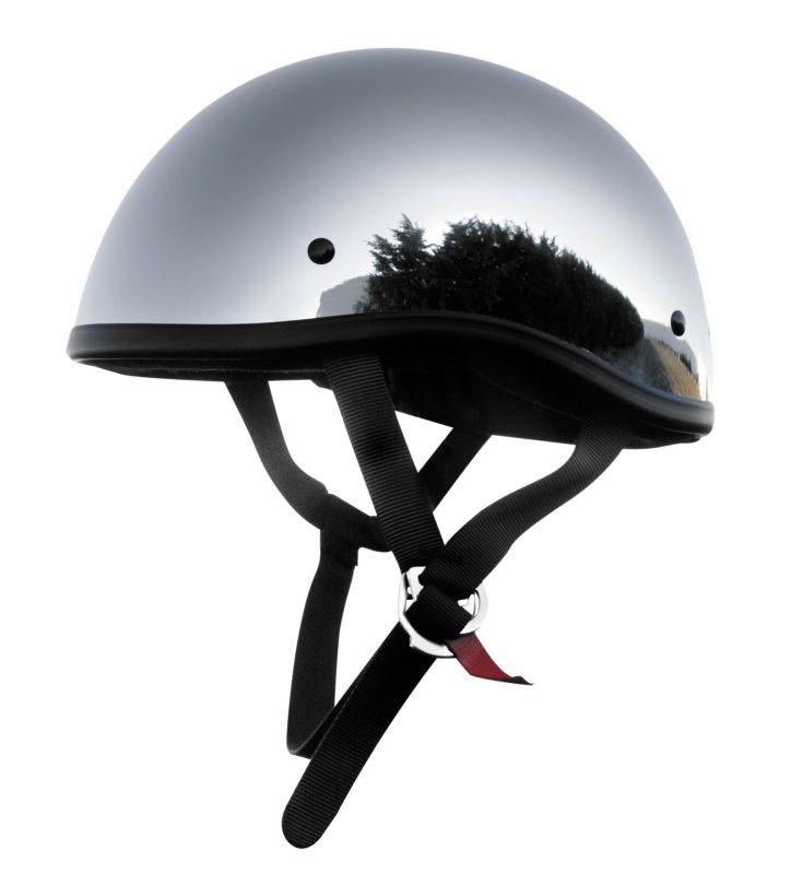 Skid lid half beanie chrome motorycycle helmet dot xs