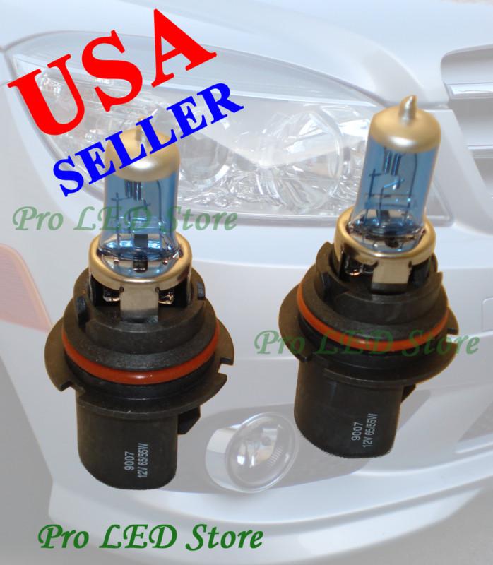 Two pcs oem replacement 9007 5000k 12v super white 55w low and 65w high beam